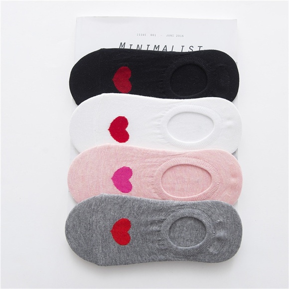 5 Pairs a set Women Ankle Socks with love heart - Picture 3 of 8